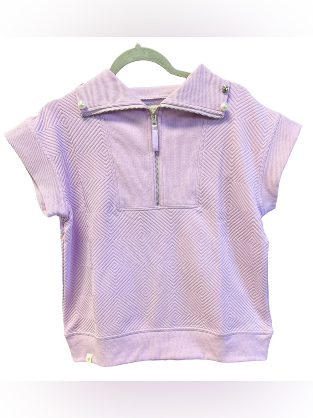 Simply Southern Lavender Short Sleeve Top with Pearl &‎ Gem Collar S-XXL